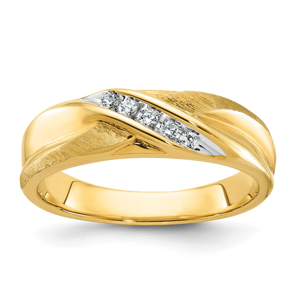 IBGoodman with Rhodium Men's Polished and Satin X 1/10 Carat AA Quality Diamond Ring - WBC