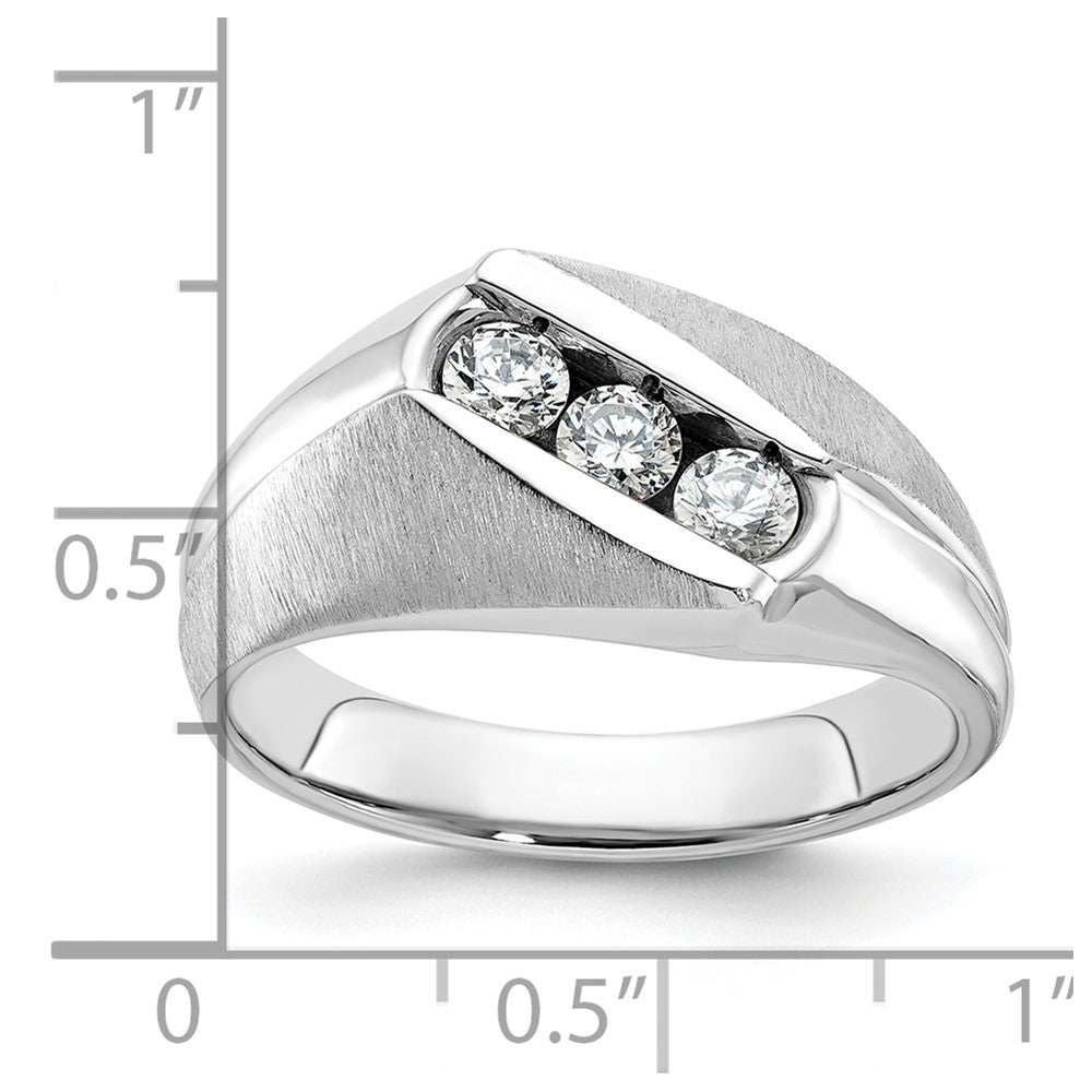 IBGoodman Men's Polished and Satin 3-Stone 1/2 Carat AA Quality Diamond Ring - WBC
