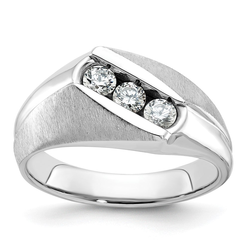 IBGoodman Men's Polished and Satin 3-Stone 1/2 Carat AA Quality Diamond Ring - WBC