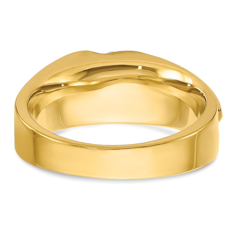 IBGoodman Two-tone Men's Polished Satin and Grooved 4-Stone 1/4 Carat AA Quality Diamond Ring - WBC