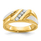 IBGoodman Two-tone Men's Polished Satin and Grooved 4-Stone 1/4 Carat AA Quality Diamond Ring - WBC