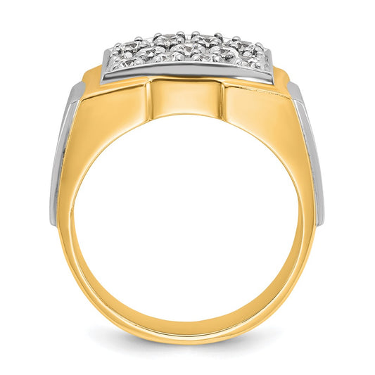 IBGoodman Two-tone Men's Polished and Satin 1 Carat AA Quality Diamond Cluster Ring - WBC