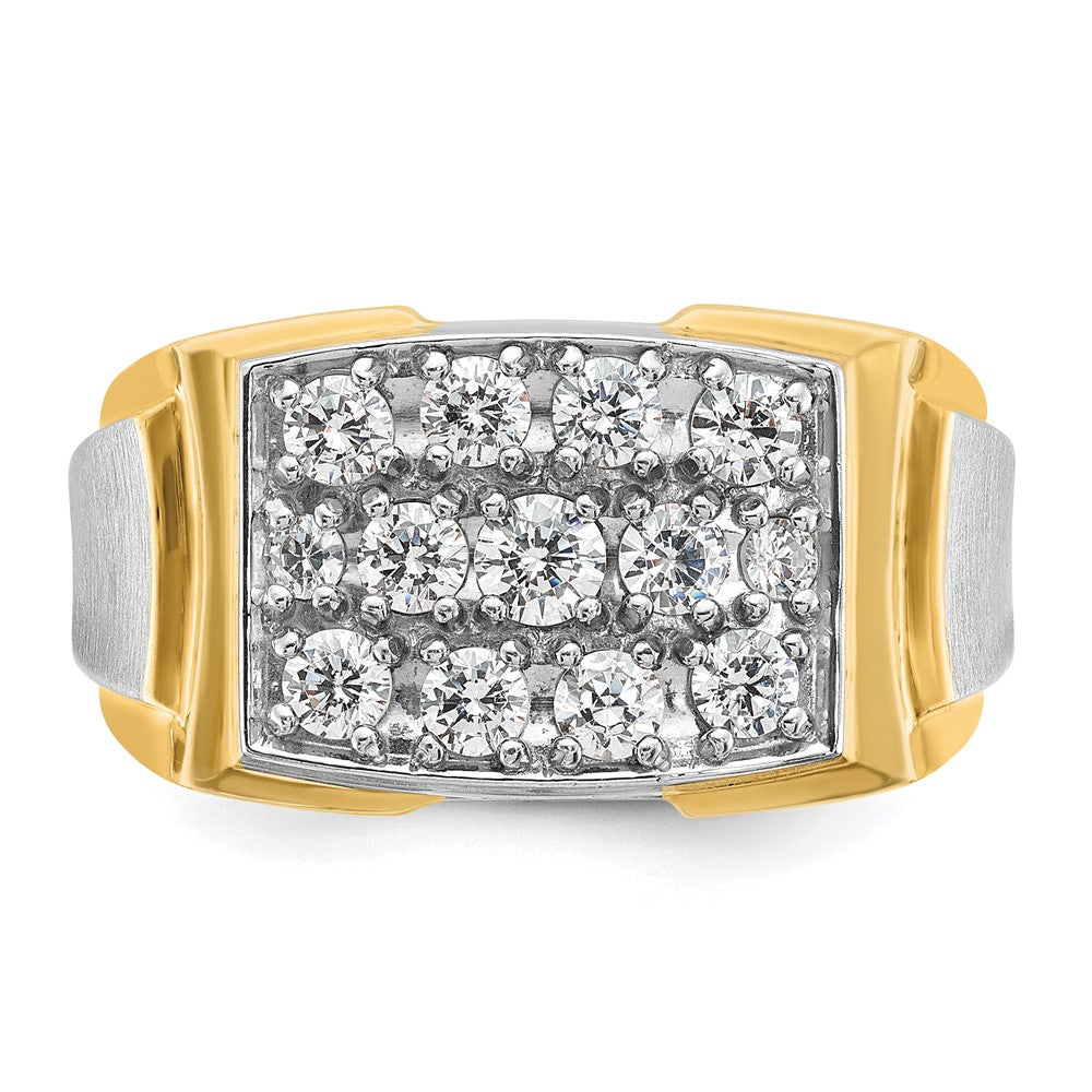 IBGoodman Two-tone Men's Polished and Satin 1 Carat AA Quality Diamond Cluster Ring - WBC