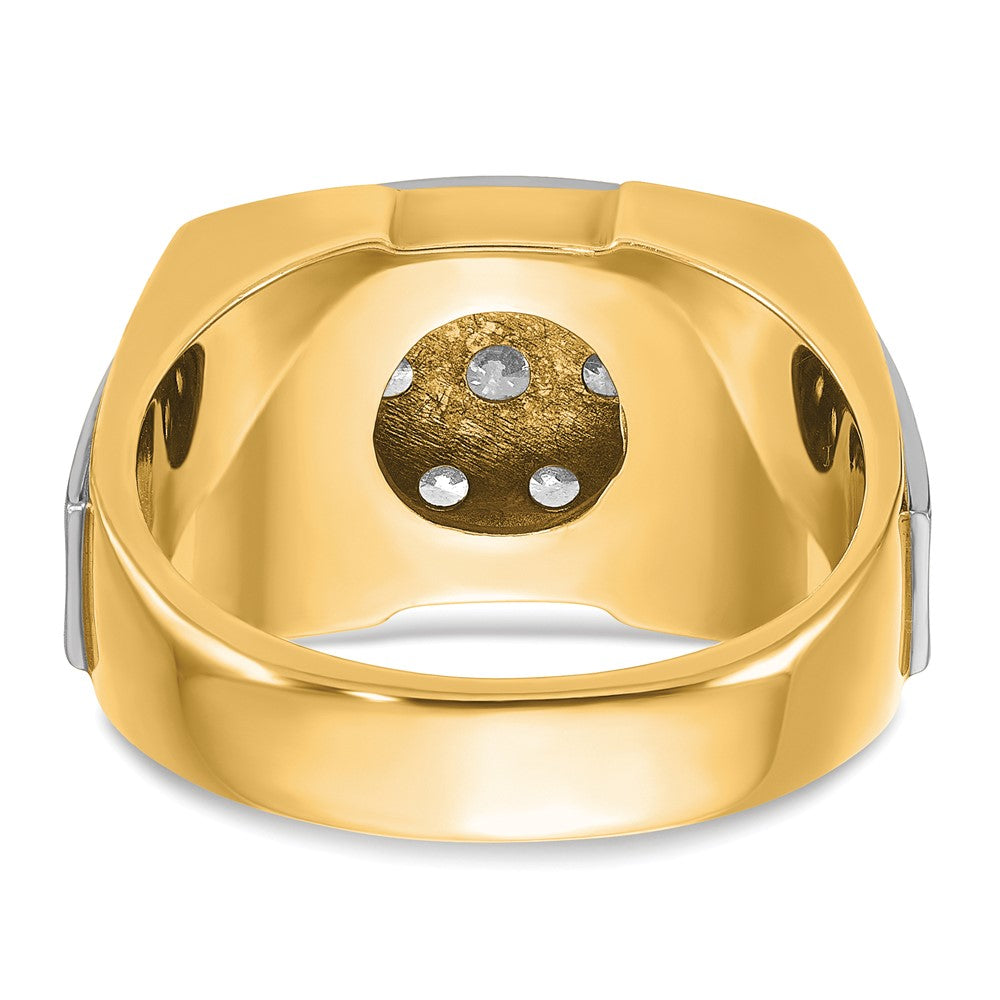 IBGoodman Two-tone Men's Polished and Satin 1 Carat AA Quality Diamond Cluster Ring - WBC