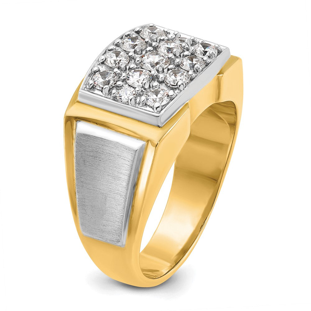 IBGoodman Two-tone Men's Polished and Satin 1 Carat AA Quality Diamond Cluster Ring - WBC