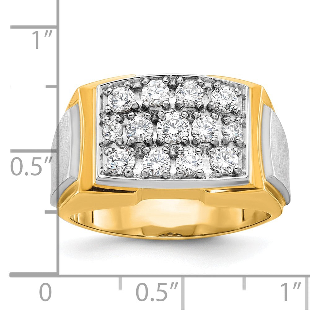 IBGoodman Two-tone Men's Polished and Satin 1 Carat AA Quality Diamond Cluster Ring - WBC