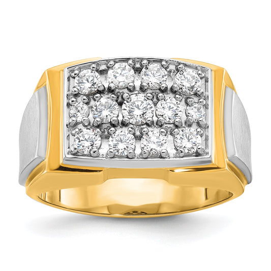 IBGoodman Two-tone Men's Polished and Satin 1 Carat AA Quality Diamond Cluster Ring - WBC