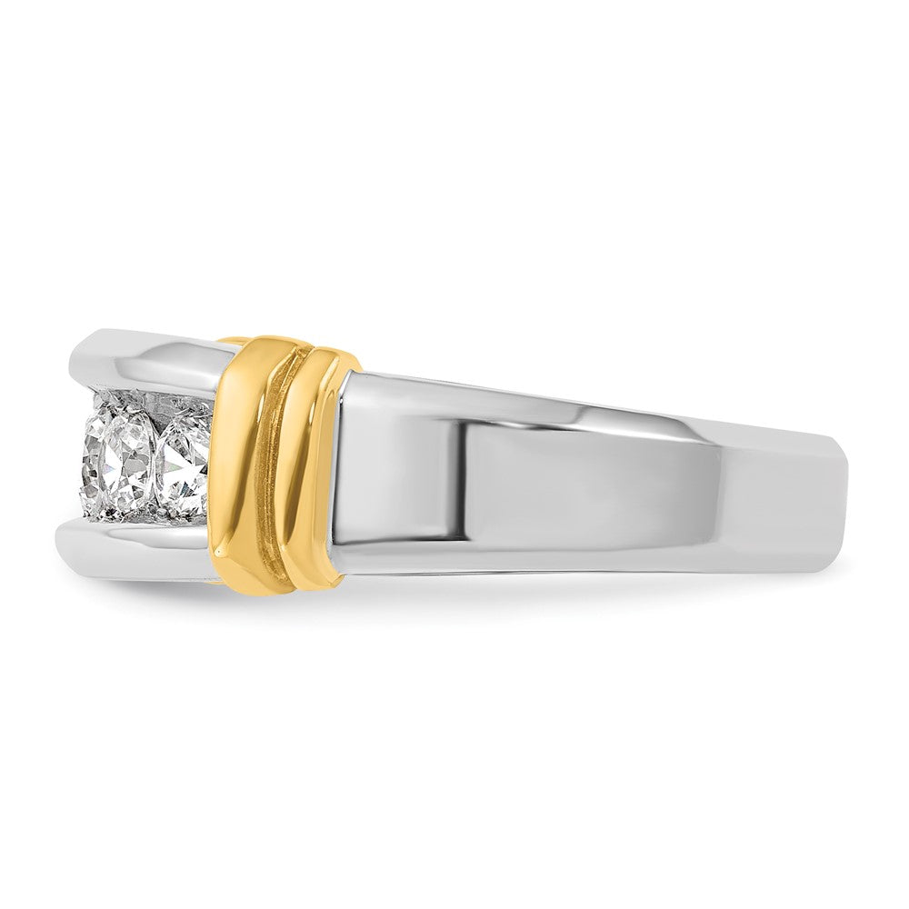 IBGoodman Two-tone Men's Polished and Grooved 5-Stone 1 Carat AA Quality Diamond Ring - WBC