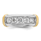 IBGoodman Two-tone Men's Polished and Grooved 5-Stone 1 Carat AA Quality Diamond Ring - WBC
