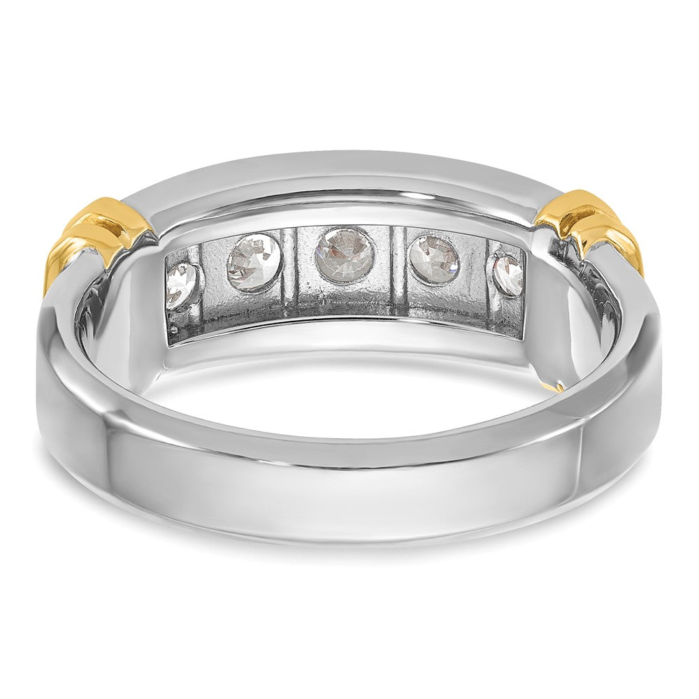 IBGoodman Two-tone Men's Polished and Grooved 5-Stone 1 Carat AA Quality Diamond Ring - WBC