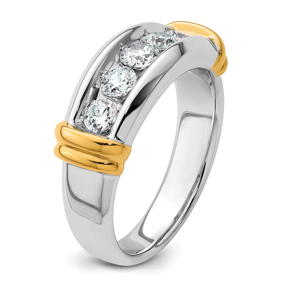 IBGoodman Two-tone Men's Polished and Grooved 5-Stone 1 Carat AA Quality Diamond Ring - WBC