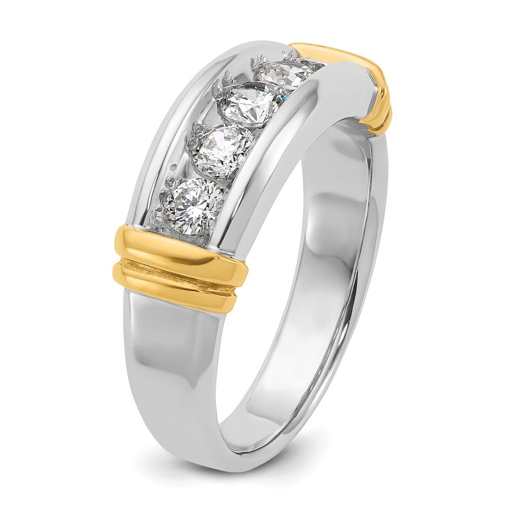 IBGoodman Two-tone Men's Polished and Grooved 5-Stone 1 Carat AA Quality Diamond Ring - WBC