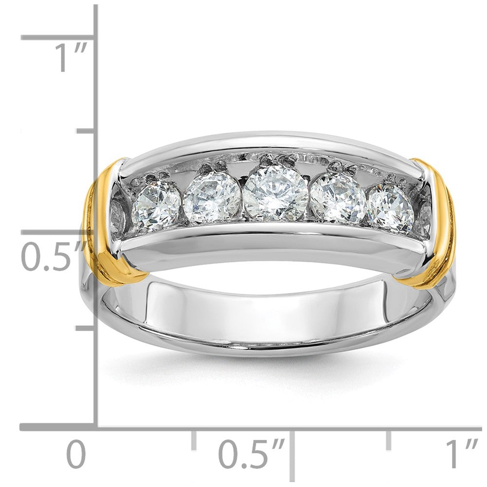 IBGoodman Two-tone Men's Polished and Grooved 5-Stone 1 Carat AA Quality Diamond Ring - WBC
