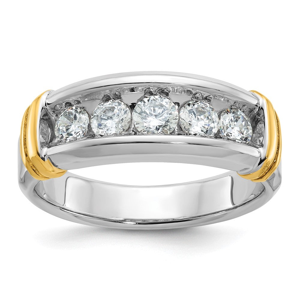 IBGoodman Two-tone Men's Polished and Grooved 5-Stone 1 Carat AA Quality Diamond Ring - WBC