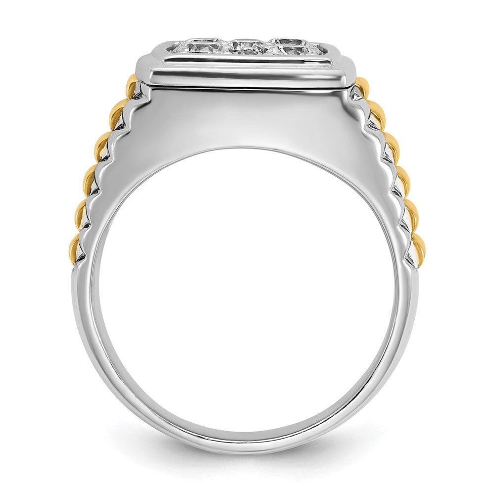 IBGoodman Two-tone Men's Polished and Textured 1 Carat AA Quality Diamond Cluster Ring - WBC