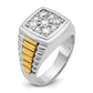 IBGoodman Two-tone Men's Polished and Textured 1 Carat AA Quality Diamond Cluster Ring - WBC