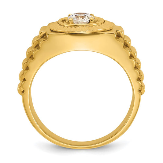 IBGoodman Men's Polished Satin and Textured 1/2 Carat AA Quality Diamond Ring - WBC