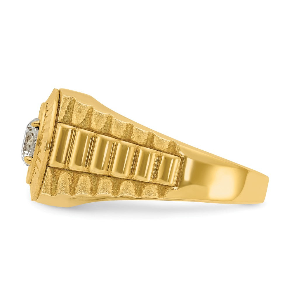 IBGoodman Men's Polished Satin and Textured 1/2 Carat AA Quality Diamond Ring - WBC