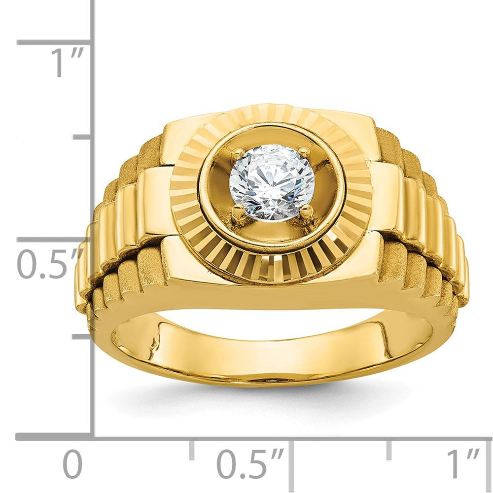 IBGoodman Men's Polished Satin and Textured 1/2 Carat AA Quality Diamond Ring - WBC