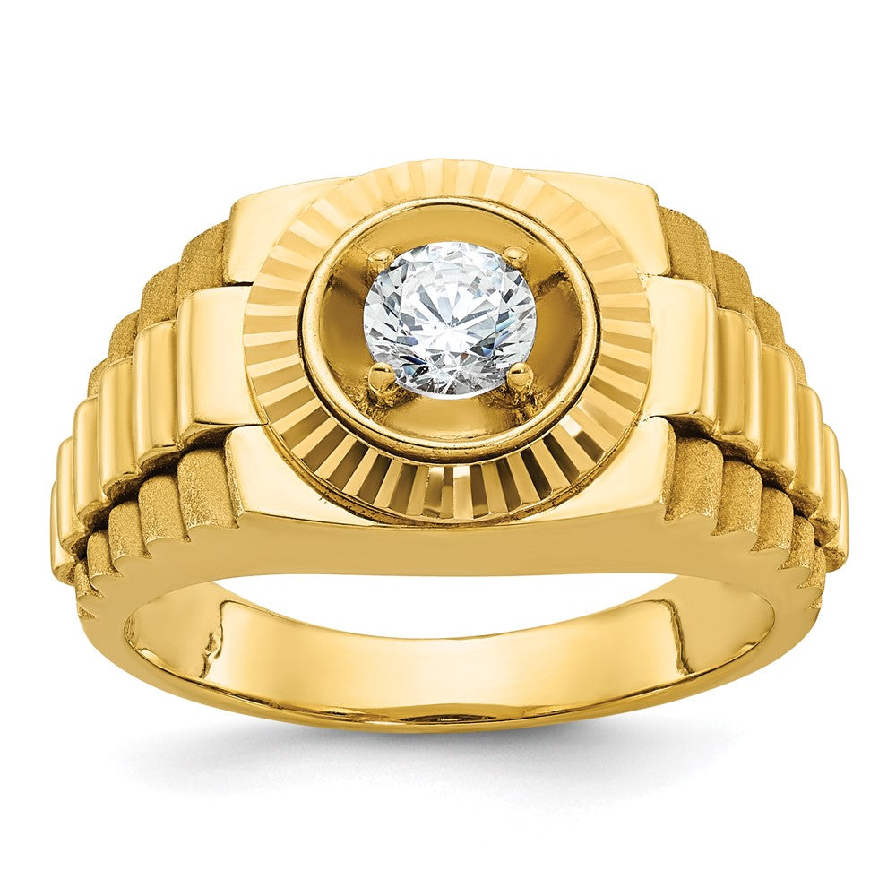 IBGoodman Men's Polished Satin and Textured 1/2 Carat AA Quality Diamond Ring - WBC