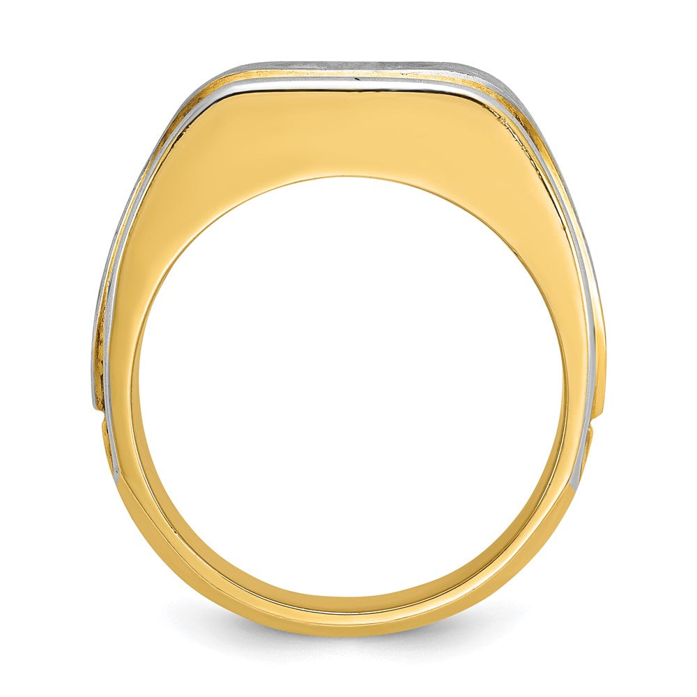 IB Goodman Two-tone Mens Polished and Satin 1 carat Diamond Complete Ring - WBC