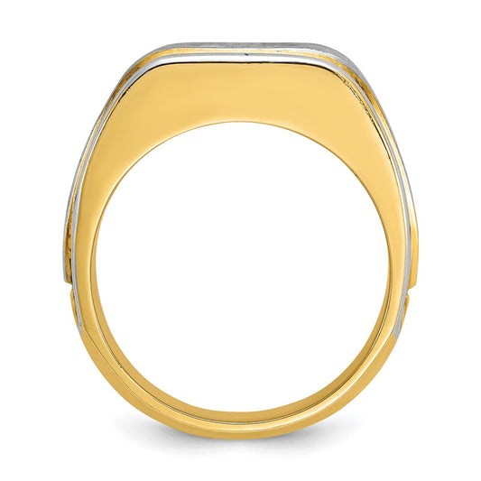 IB Goodman Two-tone Mens Polished and Satin 1 carat Diamond Complete Ring - WBC