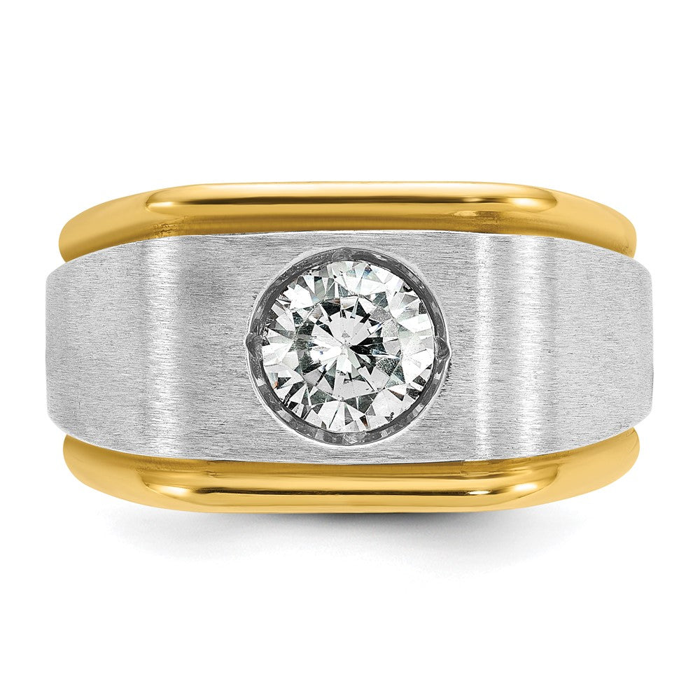 IB Goodman Two-tone Mens Polished and Satin 1 carat Diamond Complete Ring - WBC