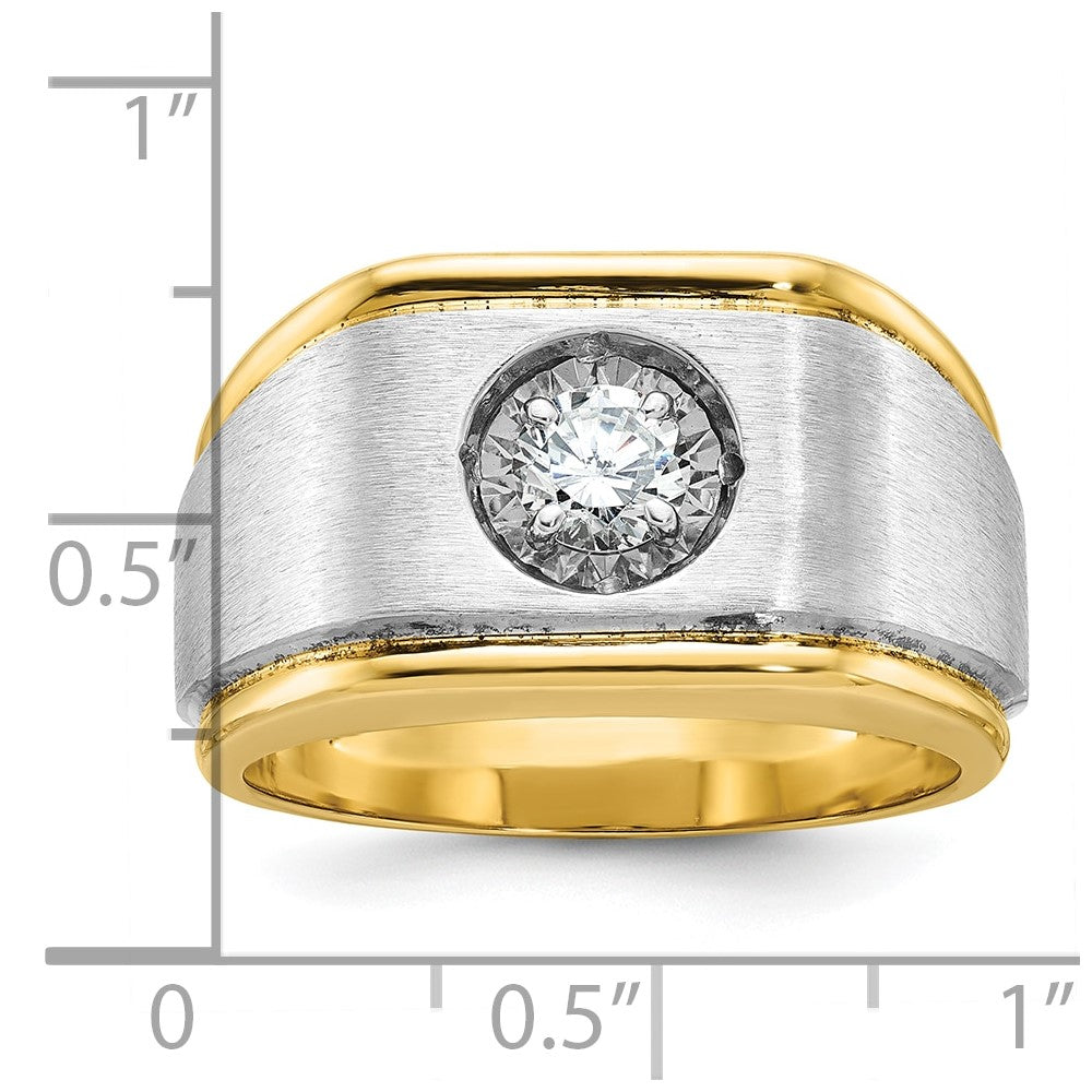 IB Goodman Two-tone Mens Polished and Satin 1 carat Diamond Complete Ring - WBC