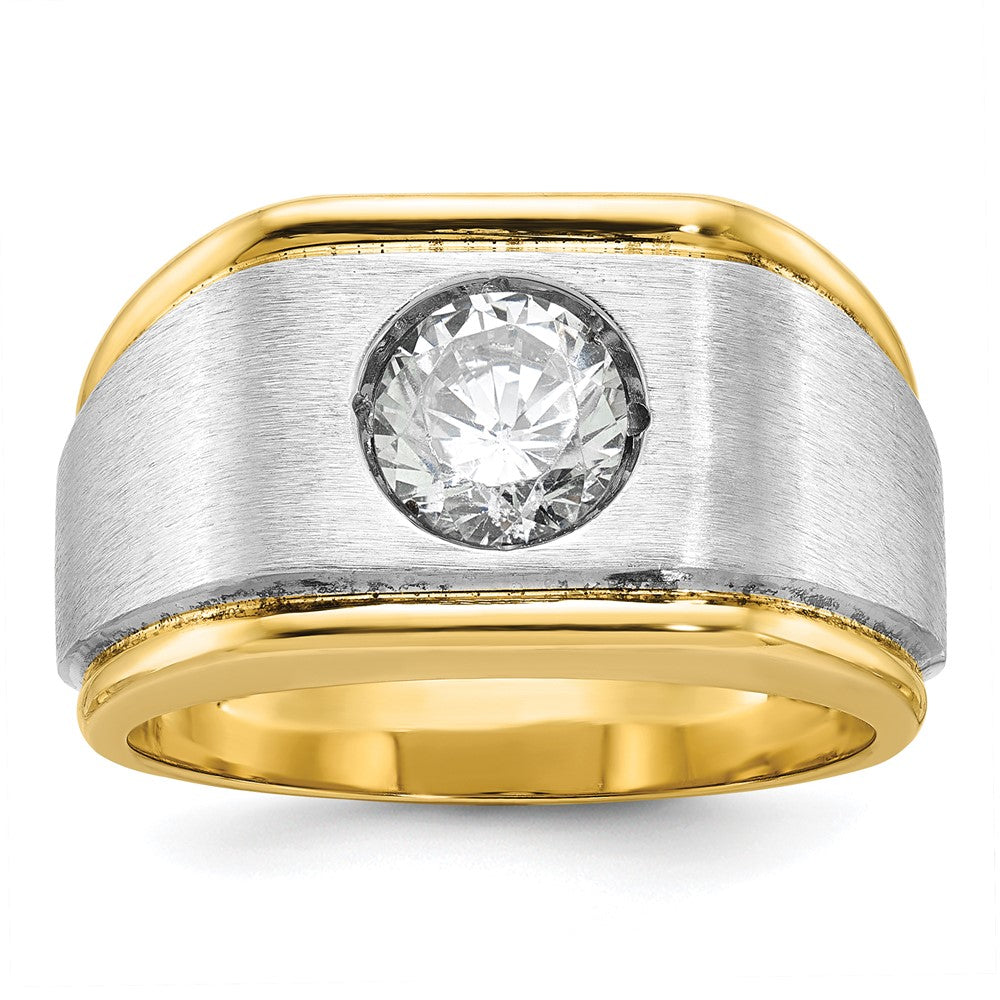 IB Goodman Two-tone Mens Polished and Satin 1 carat Diamond Complete Ring - WBC