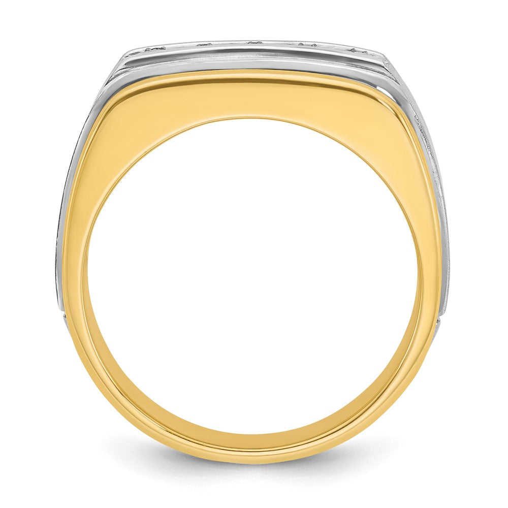 IBGoodman Two-tone Men's Polished Satin and Grooved 5-Stone 1/2 Carat A Quality Diamond Ring - WBC