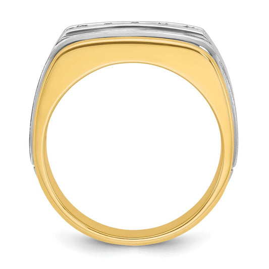 IBGoodman Two-tone Men's Polished Satin and Grooved 5-Stone 1/2 Carat A Quality Diamond Ring - WBC