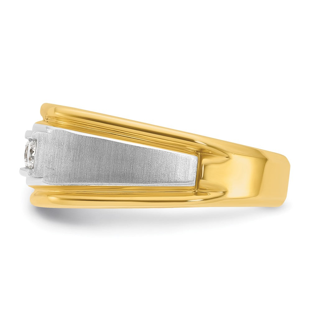 IBGoodman Two-tone Men's Polished Satin and Grooved 5-Stone 1/2 Carat A Quality Diamond Ring - WBC