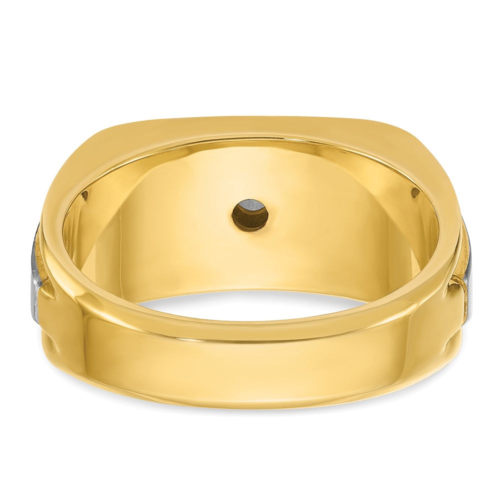 IBGoodman Two-tone Men's Polished Satin and Grooved 5-Stone 1/2 Carat A Quality Diamond Ring - WBC