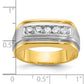 IBGoodman Two-tone Men's Polished Satin and Grooved 5-Stone 1/2 Carat A Quality Diamond Ring - WBC