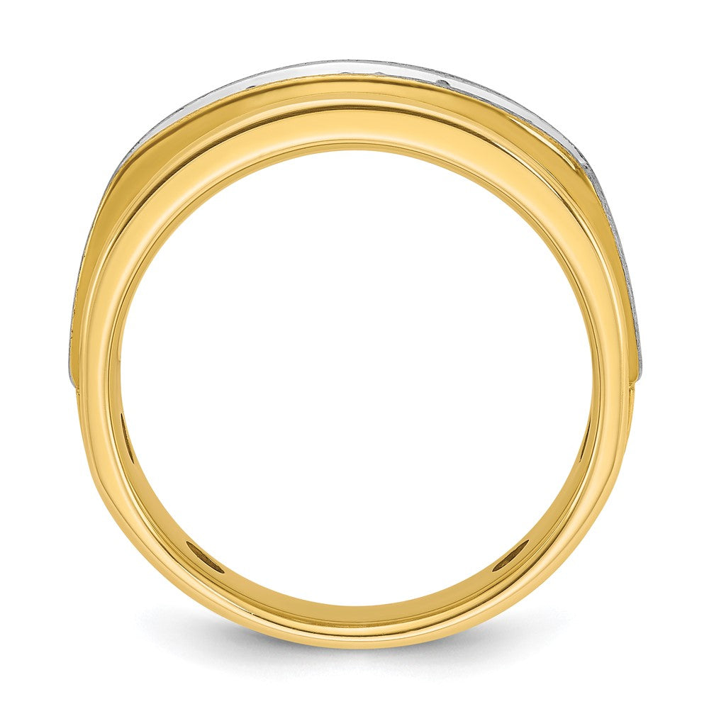 IBGoodman Two-tone Men's Polished Satin and Grooved 5-Stone 1 Carat AA Quality Diamond Ring - WBC
