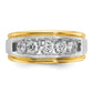 IBGoodman Two-tone Men's Polished Satin and Grooved 5-Stone 1 Carat AA Quality Diamond Ring - WBC