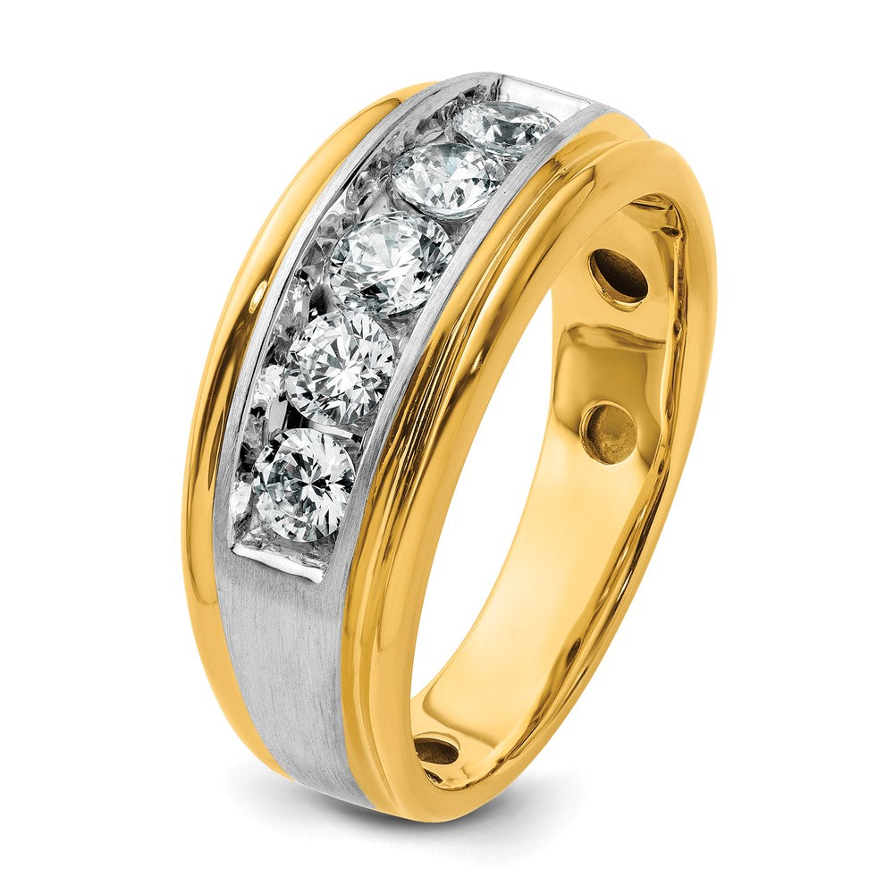 IBGoodman Two-tone Men's Polished Satin and Grooved 5-Stone 1 Carat AA Quality Diamond Ring - WBC