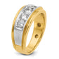 IBGoodman Two-tone Men's Polished Satin and Grooved 5-Stone 1 Carat AA Quality Diamond Ring - WBC