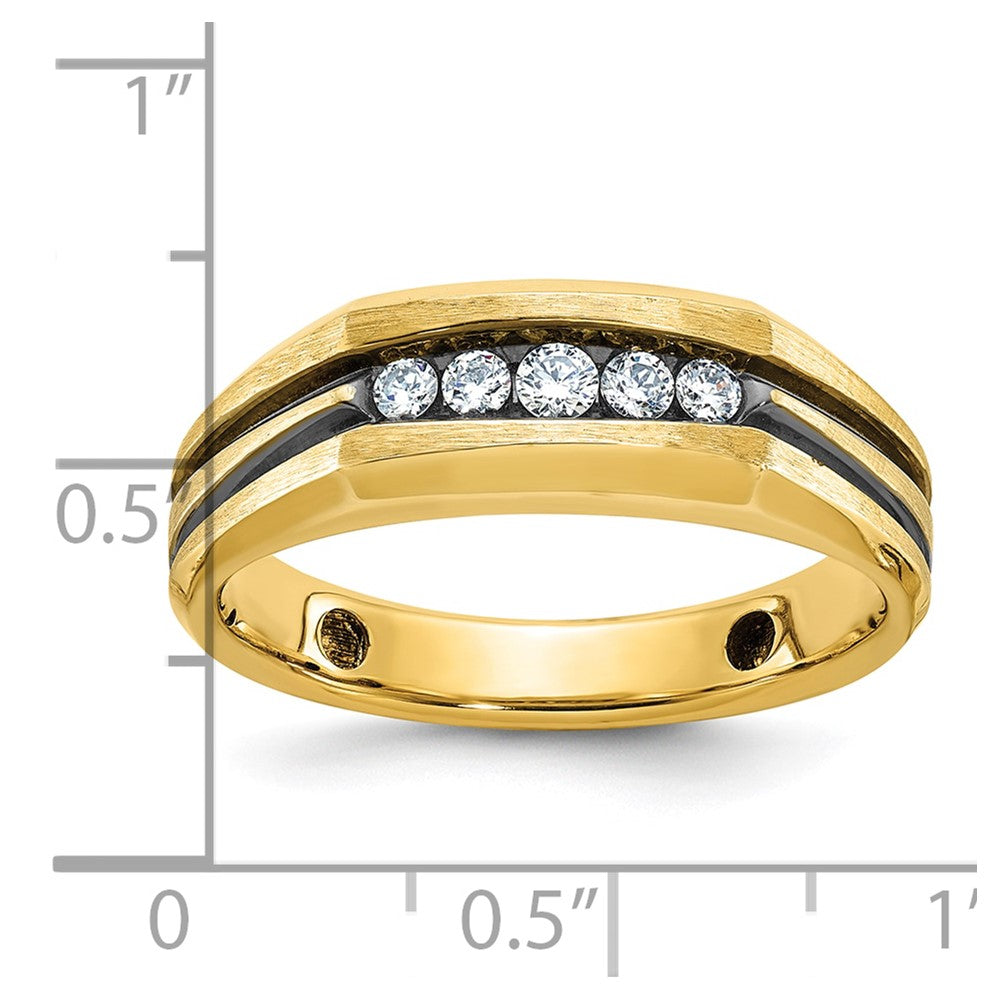 IBGoodman with Black Rhodium Men's Polished Satin and Grooved 1/4 Carat AA Quality Diamond 5-Stone Ring - WBC
