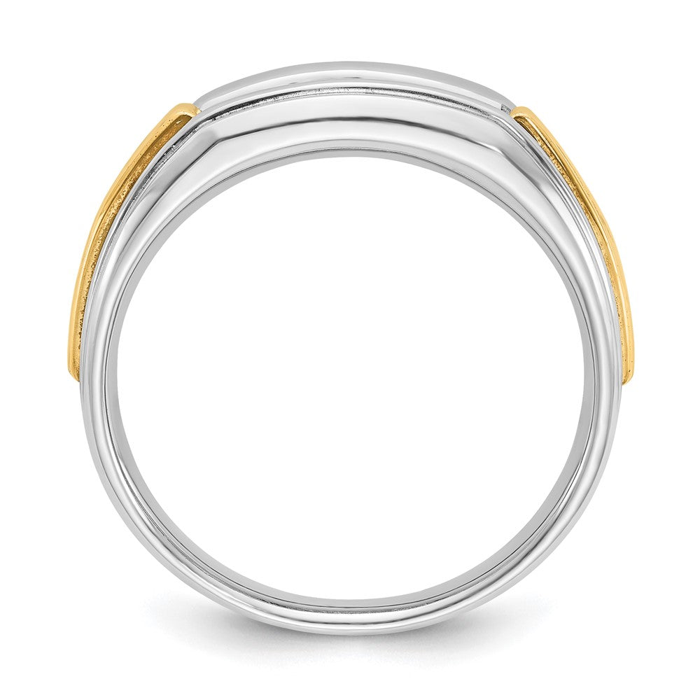 IBGoodman Two-tone Men's Polished and Grooved 5-Stone 1/4 Carat AA Quality Diamond Ring - WBC