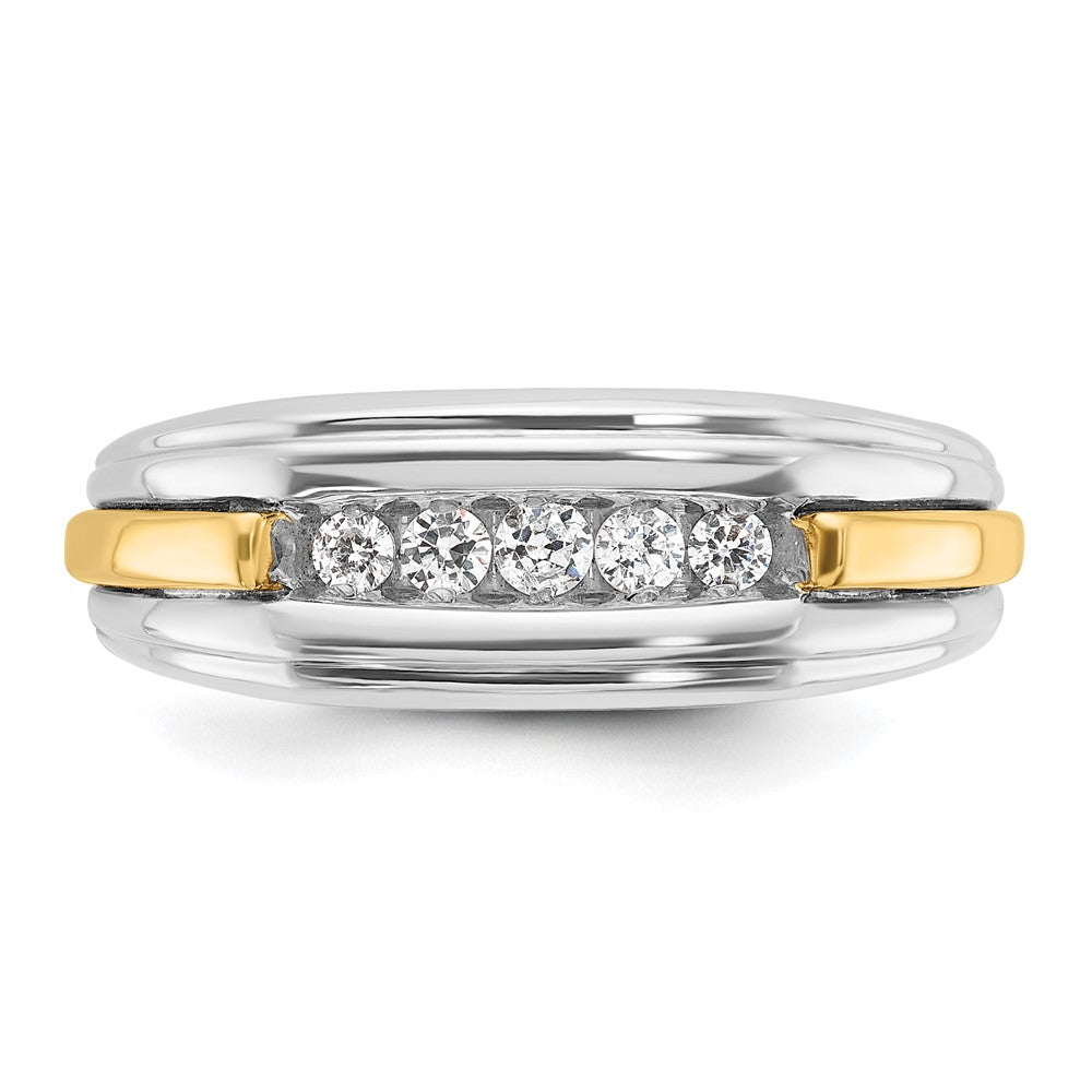 IBGoodman Two-tone Men's Polished and Grooved 5-Stone 1/4 Carat AA Quality Diamond Ring - WBC