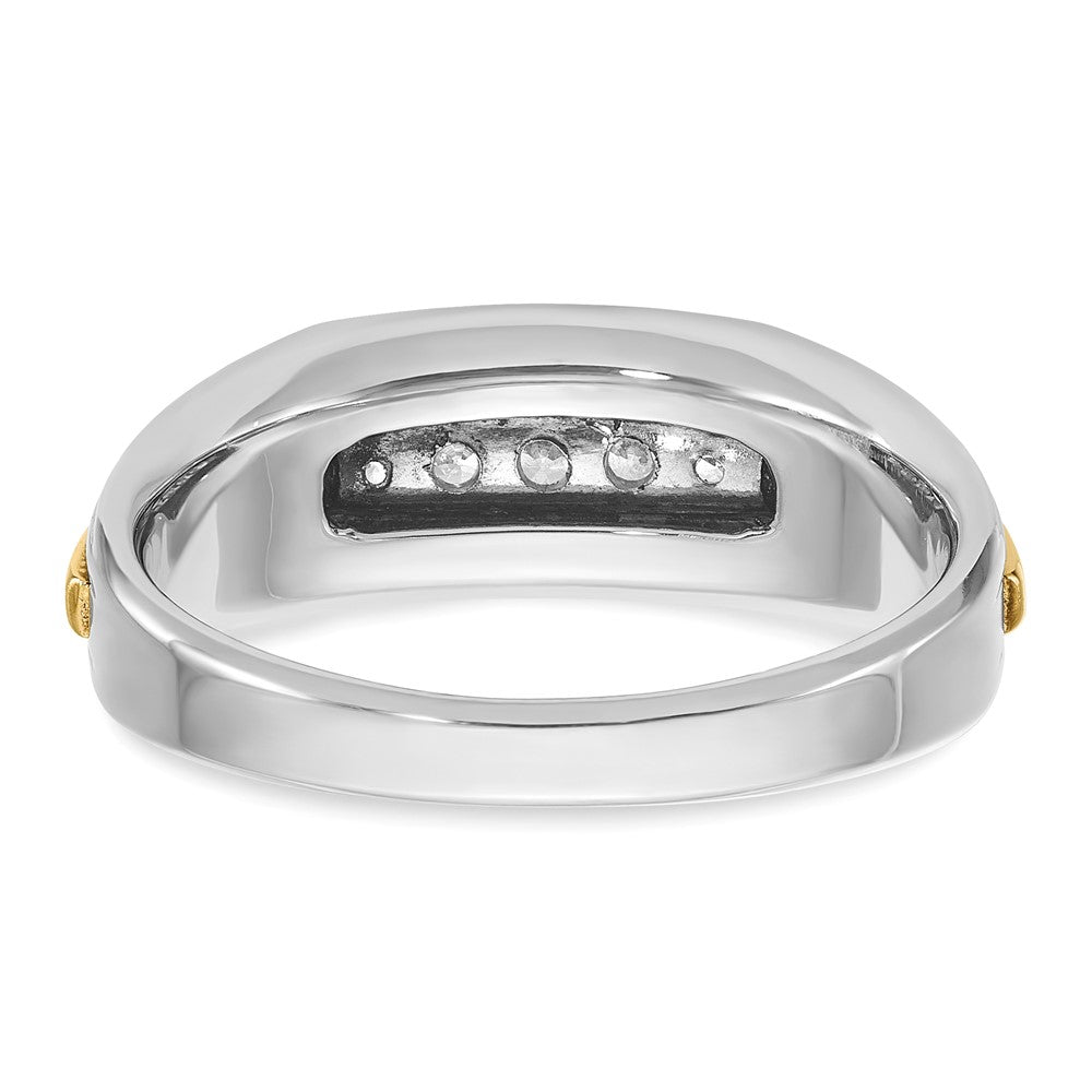 IBGoodman Two-tone Men's Polished and Grooved 5-Stone 1/4 Carat AA Quality Diamond Ring - WBC
