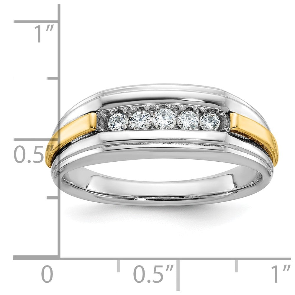 IBGoodman Two-tone Men's Polished and Grooved 5-Stone 1/4 Carat AA Quality Diamond Ring - WBC