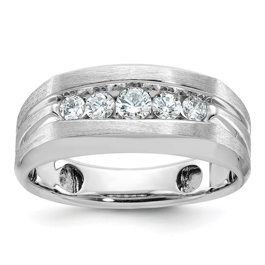 IBGoodman Men's Polished and Brushed 5-Stone 1/2 Carat AA Quality Diamond Ring - WBC