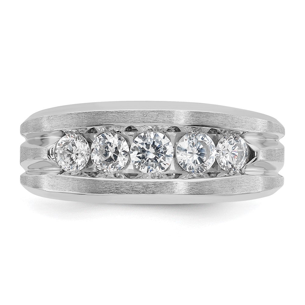 IBGoodman Men's Polished Satin and Grooved 5-Stone 1 Carat AA Quality Diamond Ring - WBC