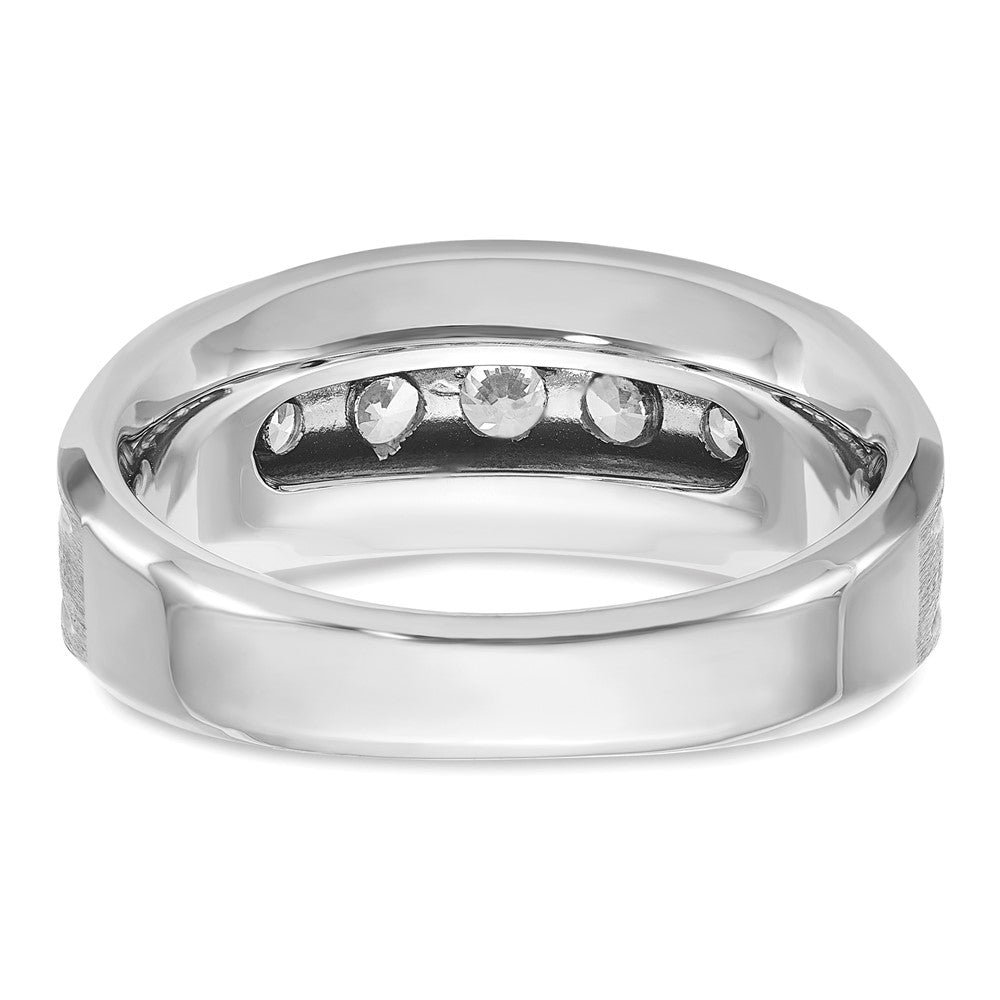 IBGoodman Men's Polished Satin and Grooved 5-Stone 1 Carat AA Quality Diamond Ring - WBC