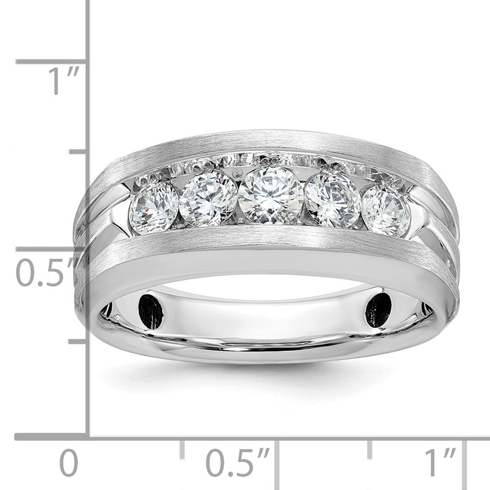 IBGoodman Men's Polished Satin and Grooved 5-Stone 1 Carat AA Quality Diamond Ring - WBC