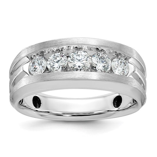IBGoodman Men's Polished Satin and Grooved 5-Stone 1 Carat AA Quality Diamond Ring - WBC