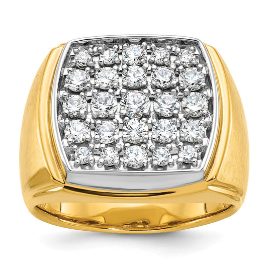 IBGoodman Two-tone Men's Polished and Satin 1 5/8 Carat AA Quality Diamond Cluster Ring - WBC