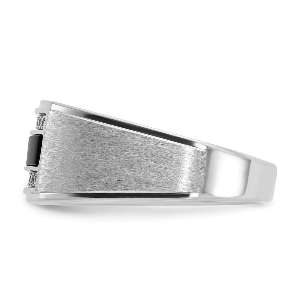 IBGoodman Men's Polished and Satin Onyx and 1/6 Carat AA Quality Diamond Ring - WBC